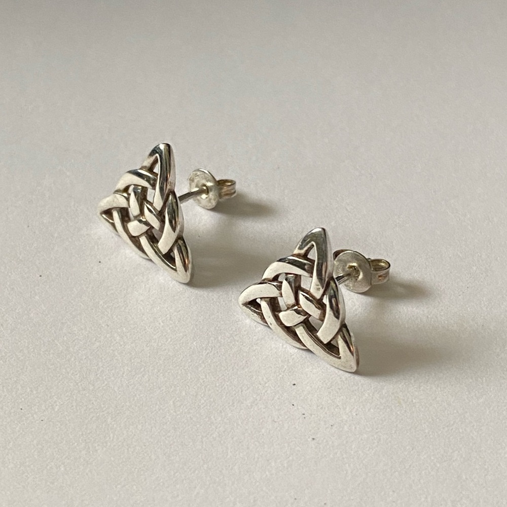 Vintage SD Sterling Silver 925 Handmade Irish Celtic Knot Earrings